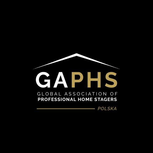 Logo Global Association of Professional Home Stagers Polska w wersji na czarnym tle